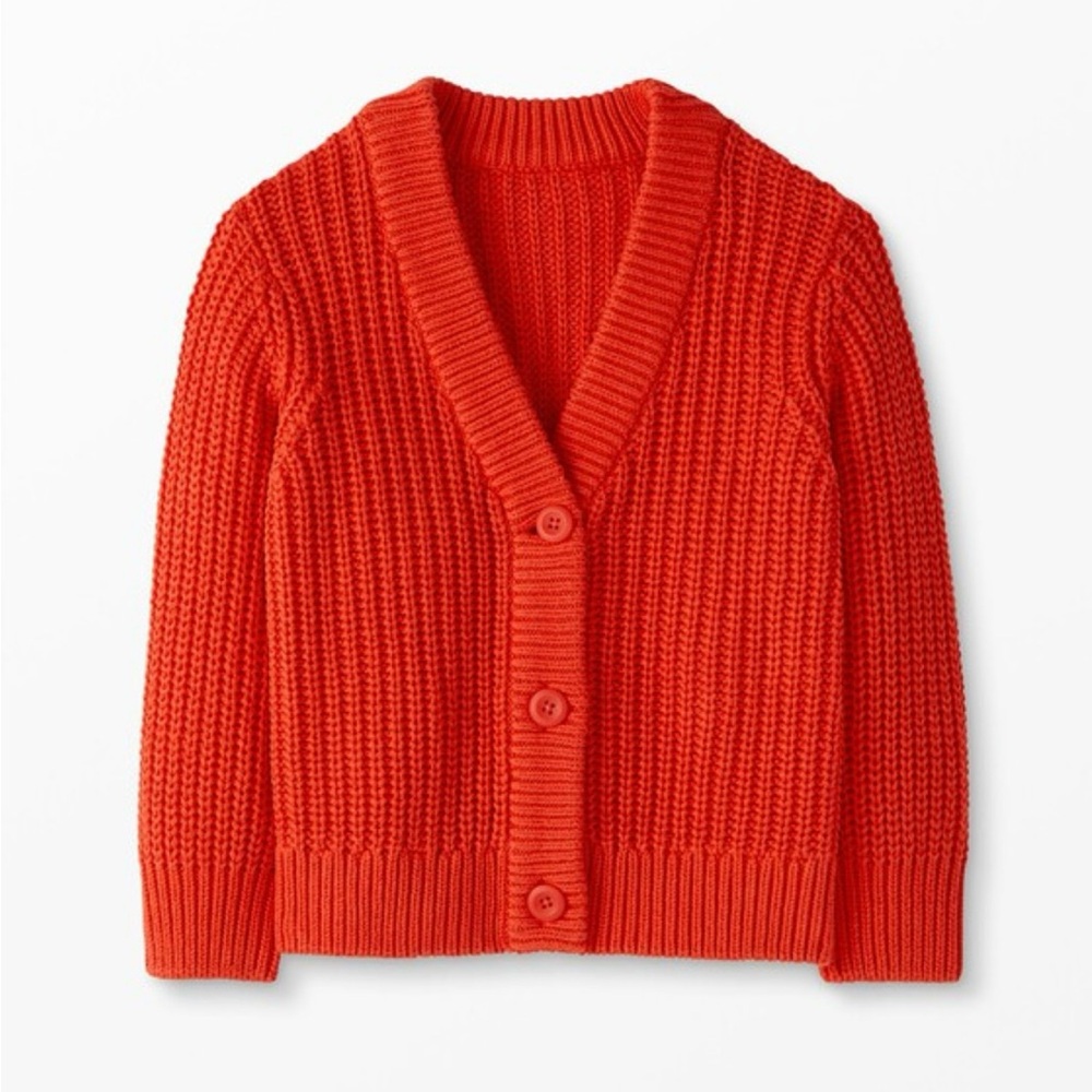 Hanna Andersson Girls Red Cotton Cardigan size 8